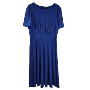 London Times Womens Vine Eyelet Inset Waist Royal Blue Midi Dress 16